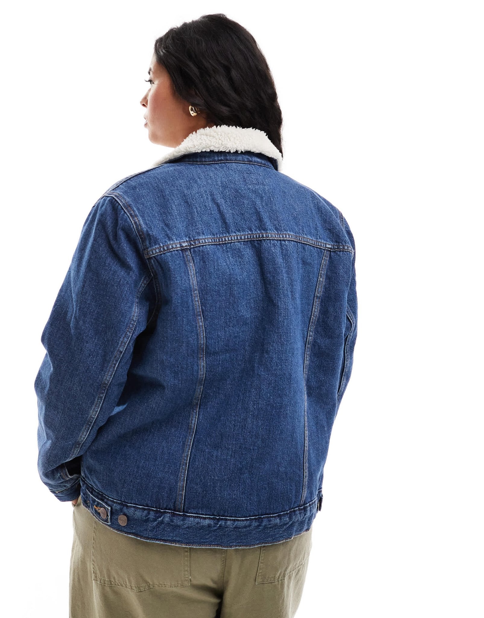 Wrangler plus sherpa - lined denim jacket in deep blue - ASOS Sample Sale EU Store