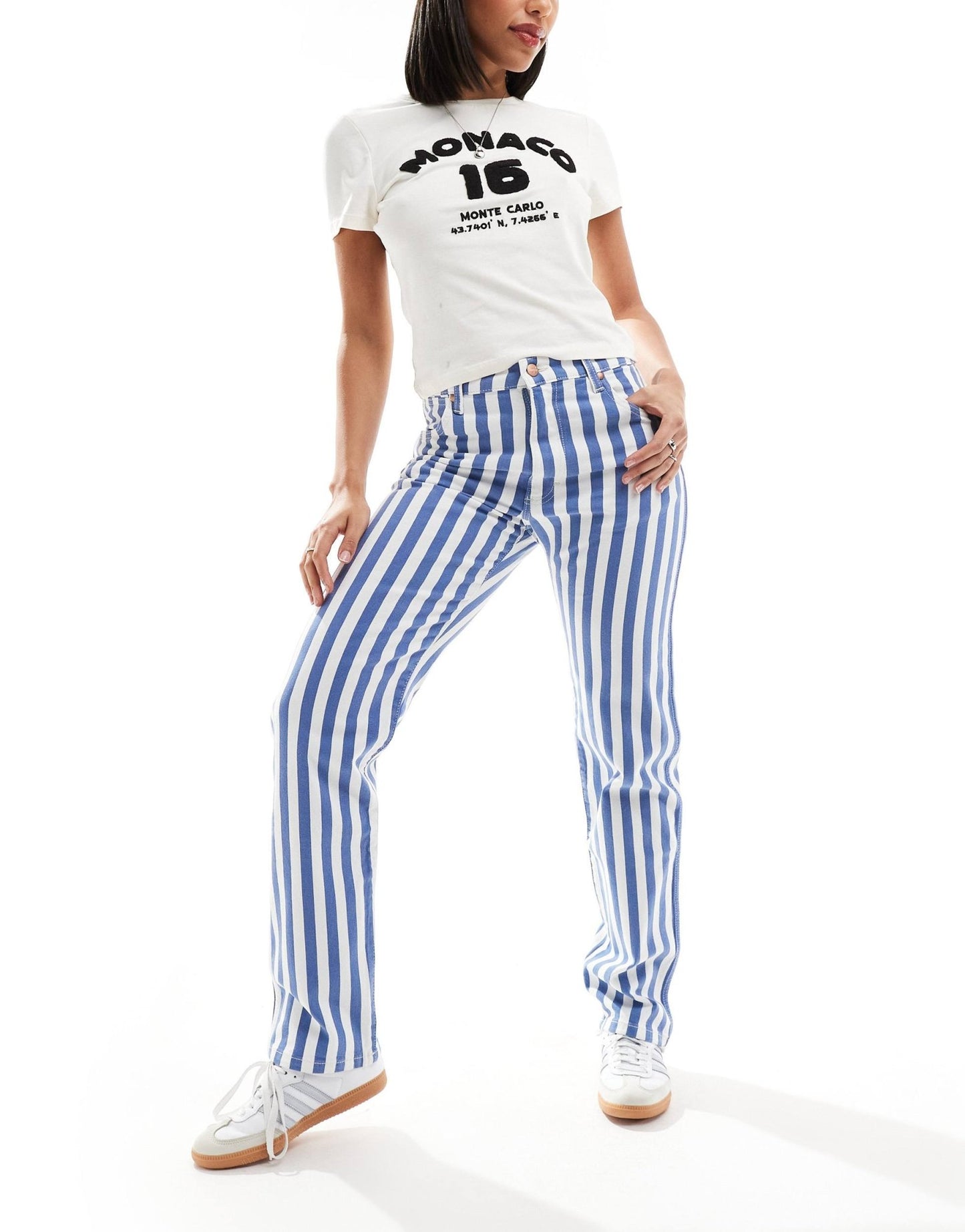 Wrangler sunset stripe straight fit jeans in blue - ASOS Sample Sale EU Store
