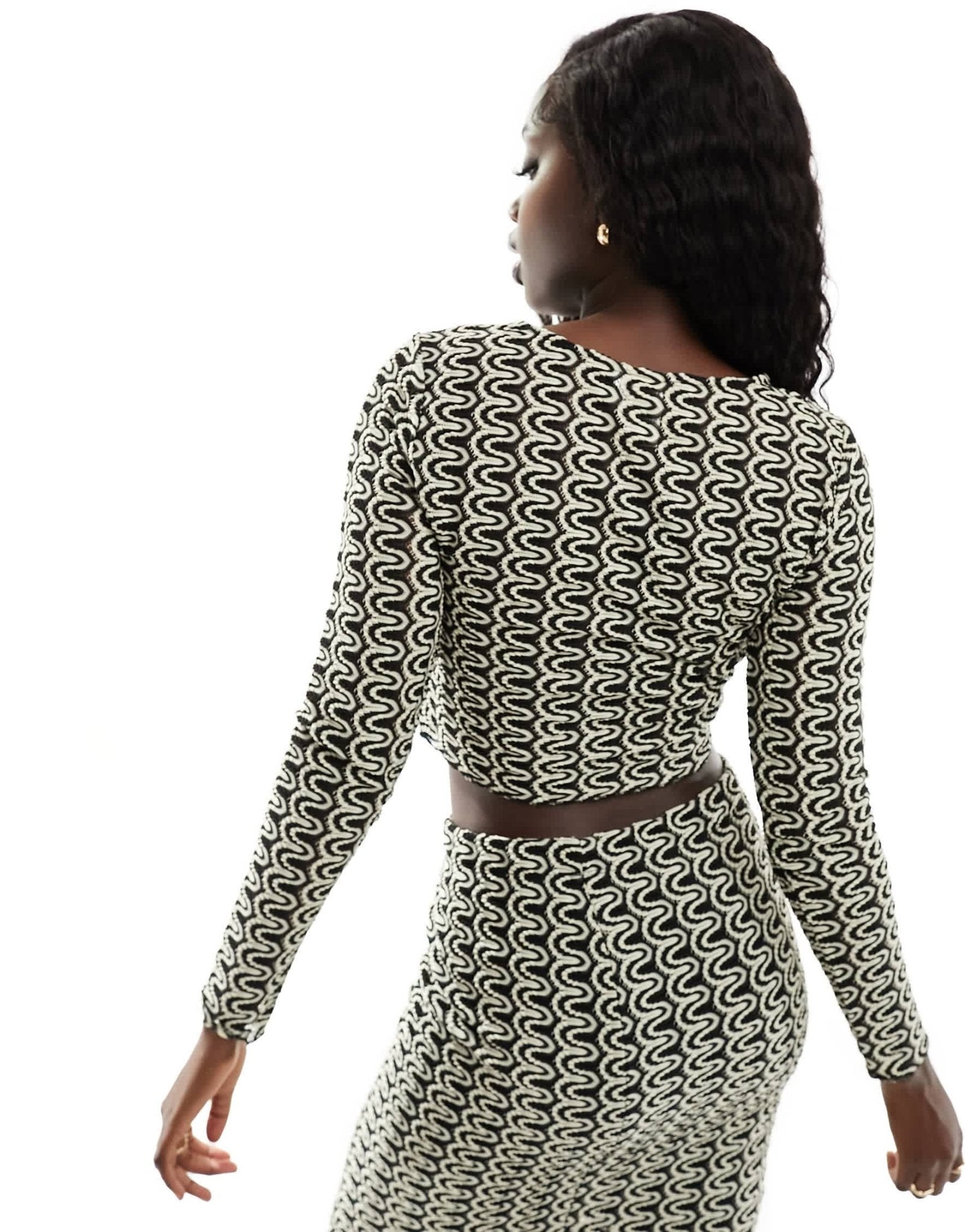 Y.A.S cropped top co - ord in black & white wavy stripe - ASOS Sample Sale EU Store