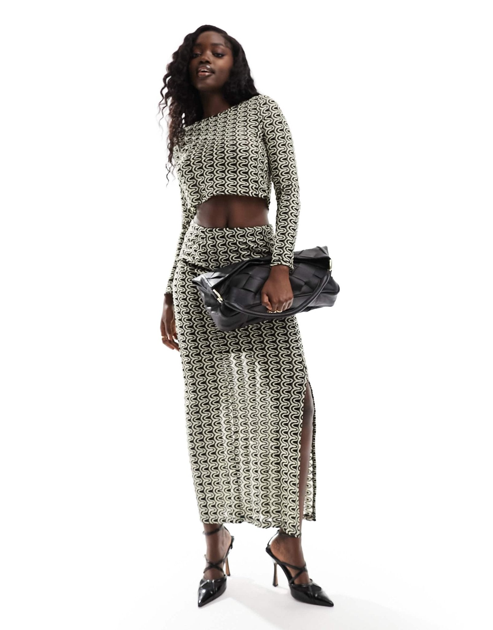 Y.A.S cropped top co - ord in black & white wavy stripe - ASOS Sample Sale EU Store
