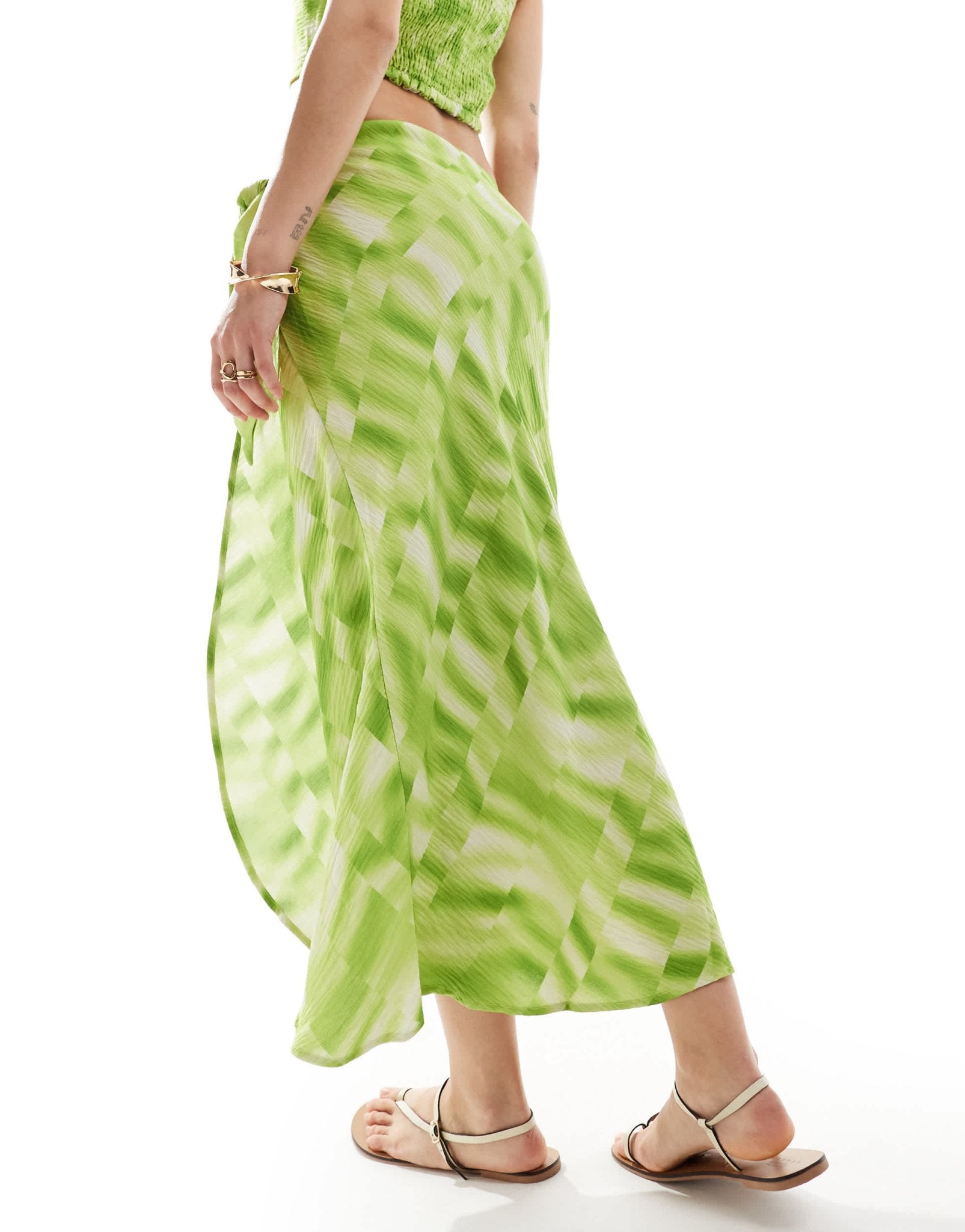 YAS midi wrap skirt co - ord in green tie dye - MGREEN - ASOS Sample Sale EU Store
