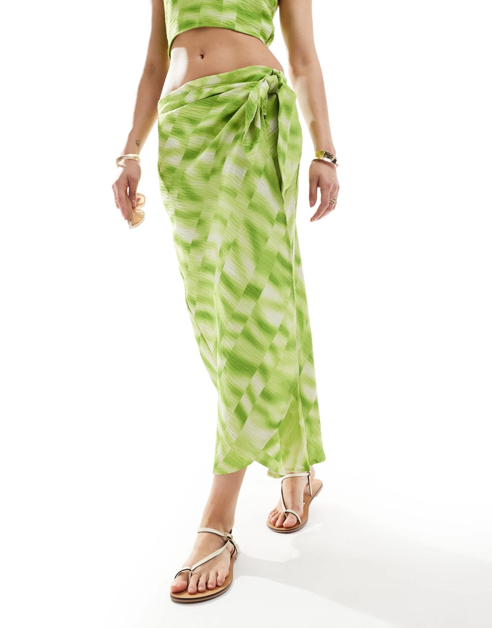 YAS midi wrap skirt co - ord in green tie dye - MGREEN - ASOS Sample Sale EU Store