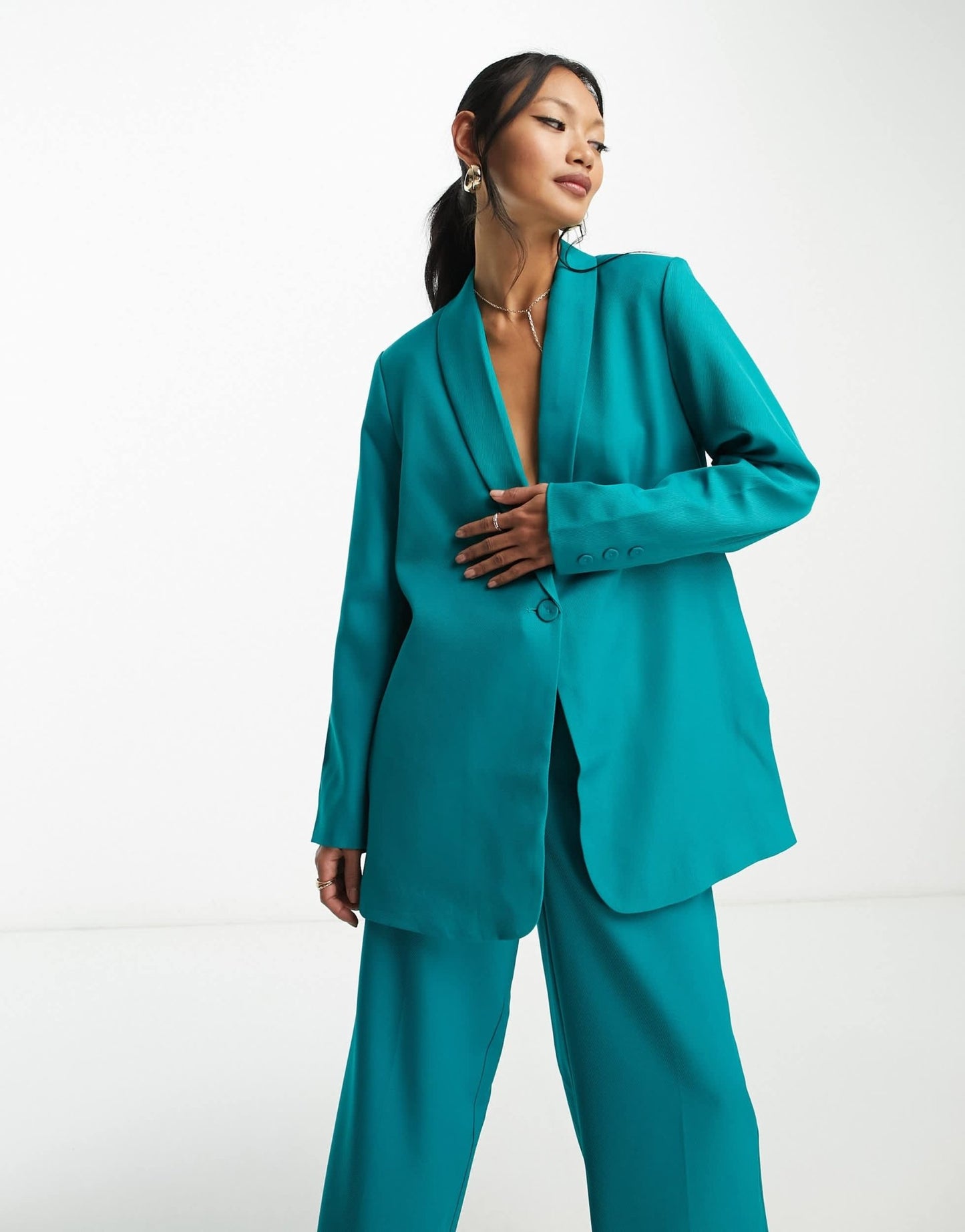 Y.A.S oversized tailored blazer co - ord in teal - ASOS Sample Sale EU Store