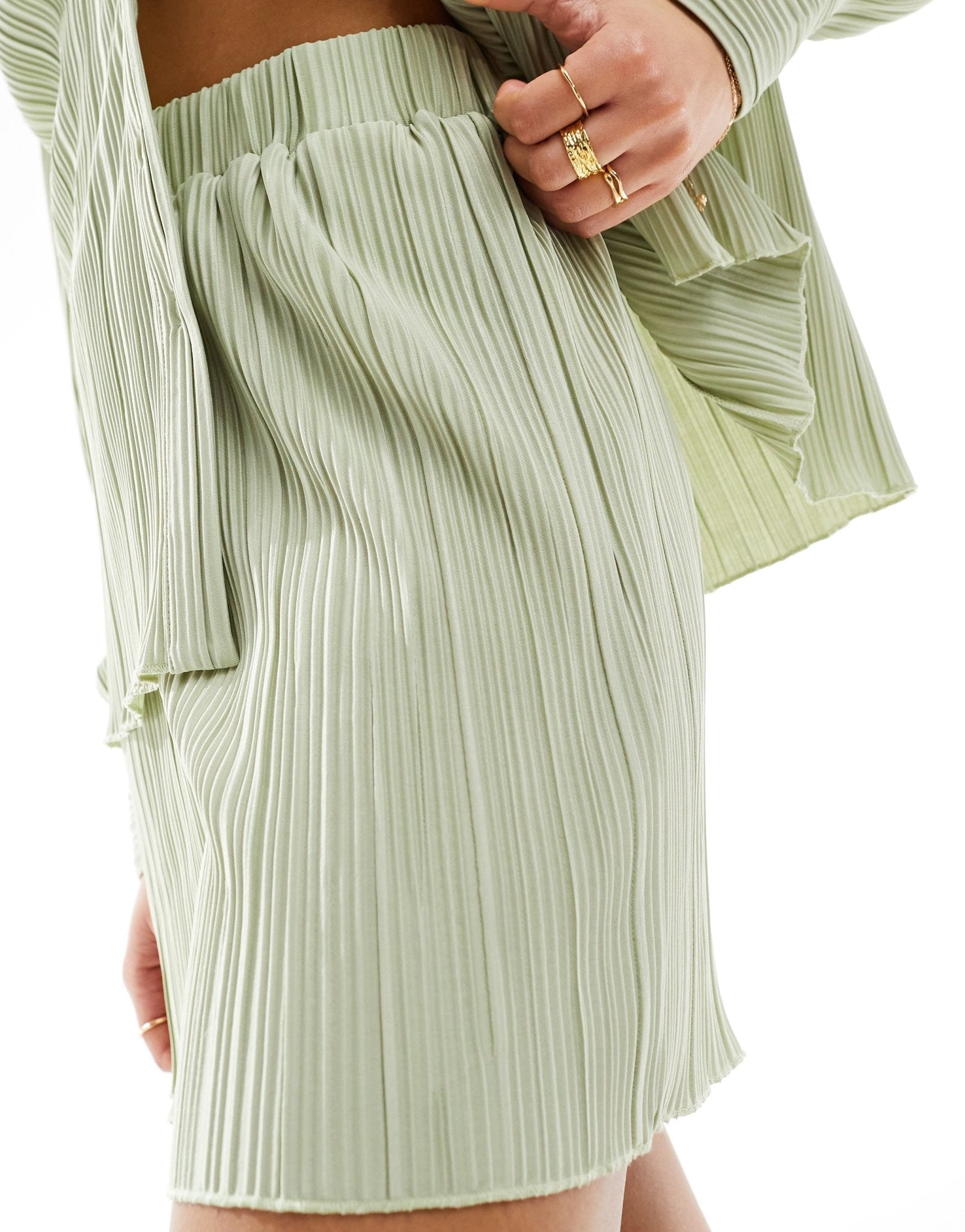 Y.A.S plisse short co - ord in sage green - ASOS Sample Sale EU Store