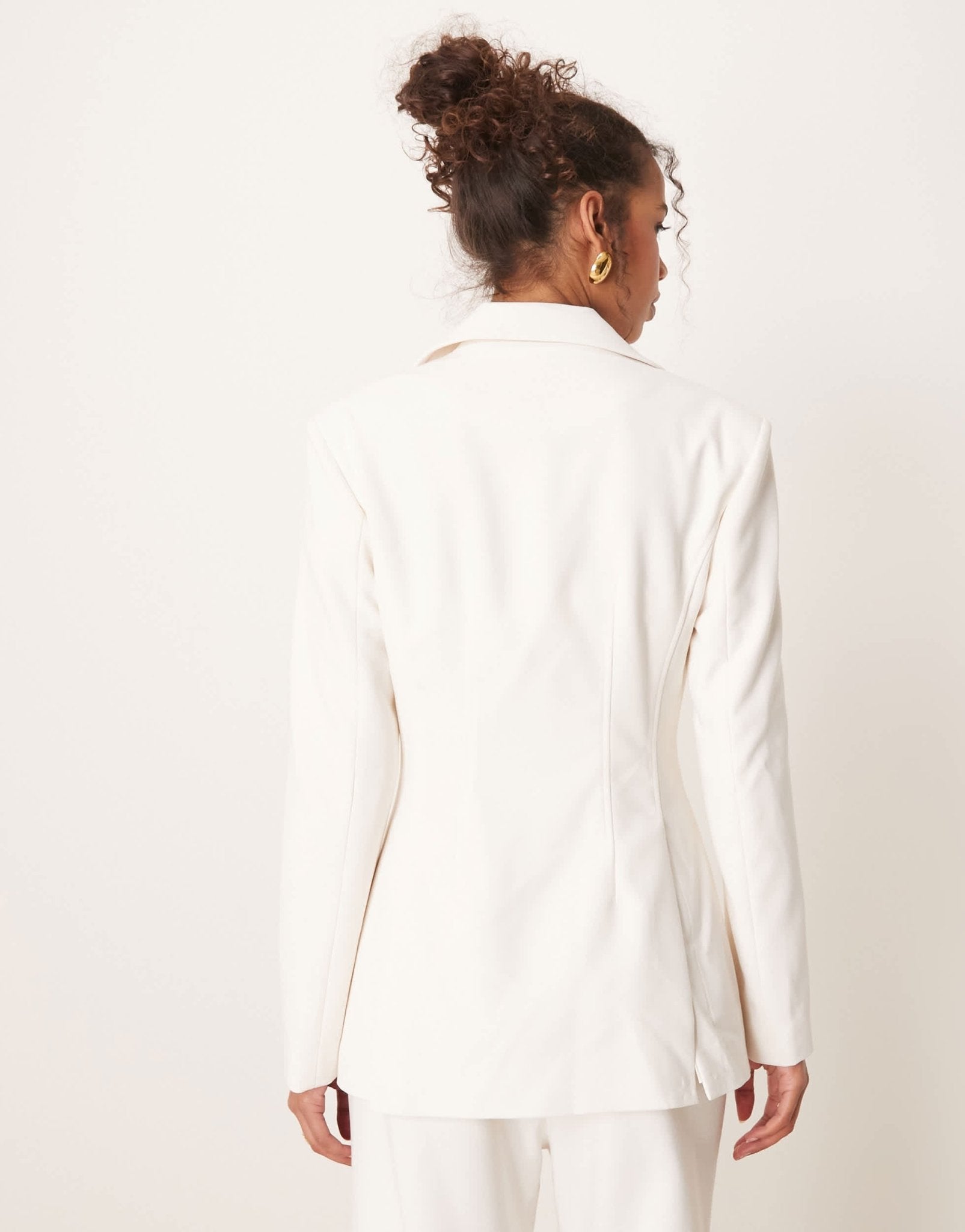 YAS premium cinched waist detail blazer co - ord in gardenia white - ASOS Sample Sale EU Store