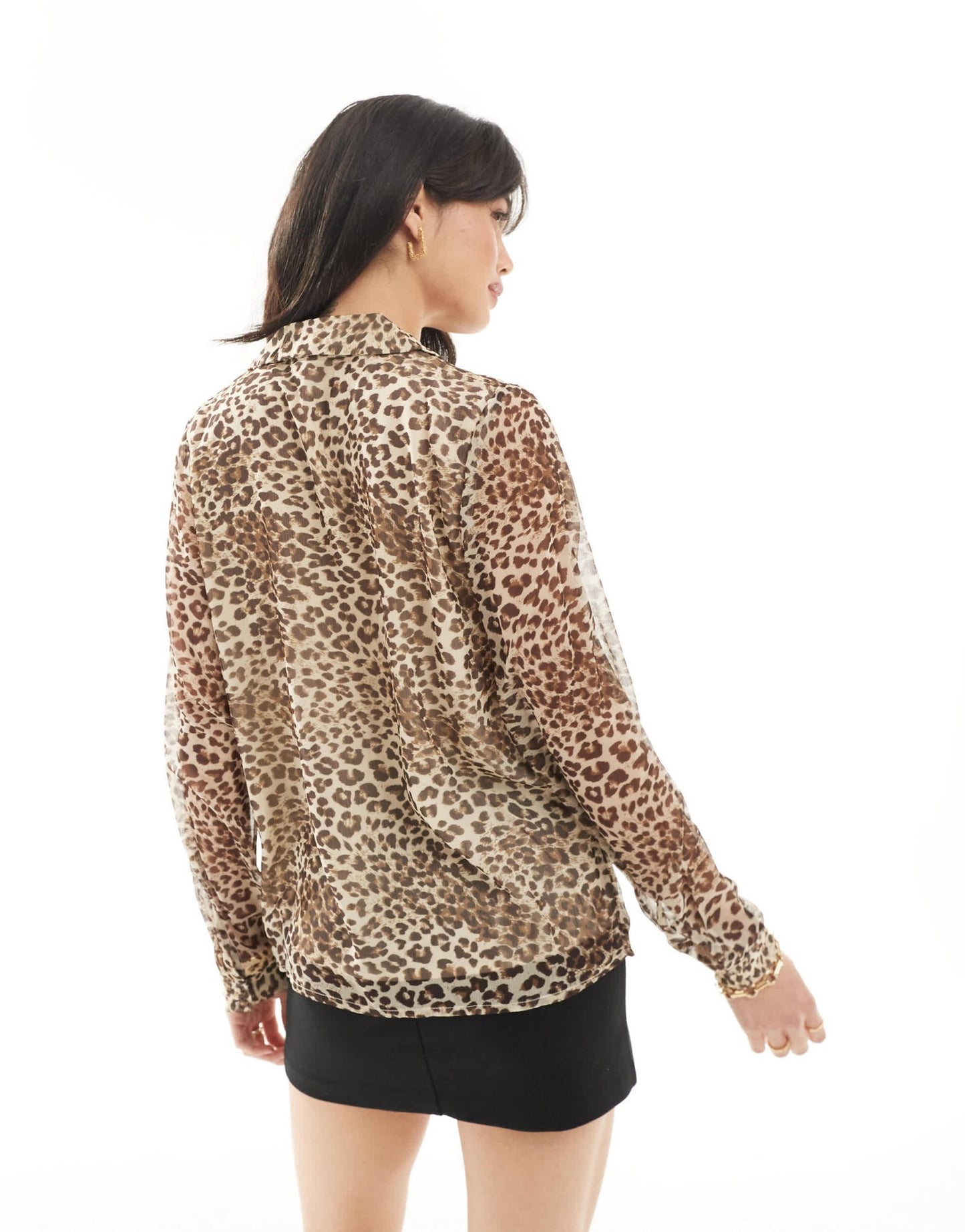 Y.A.S sheer open neck chuck on shirt in leopard print - ASOS Sample Sale EU Store