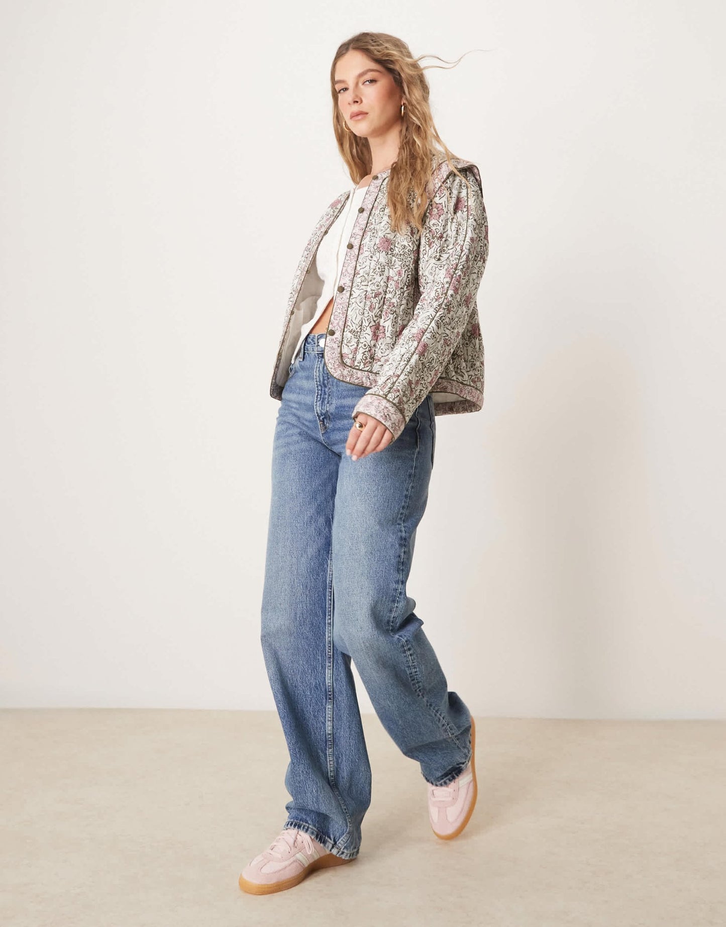 YAS soft quilted jacket in cream and pink floral print - ASOS Sample Sale EU Store