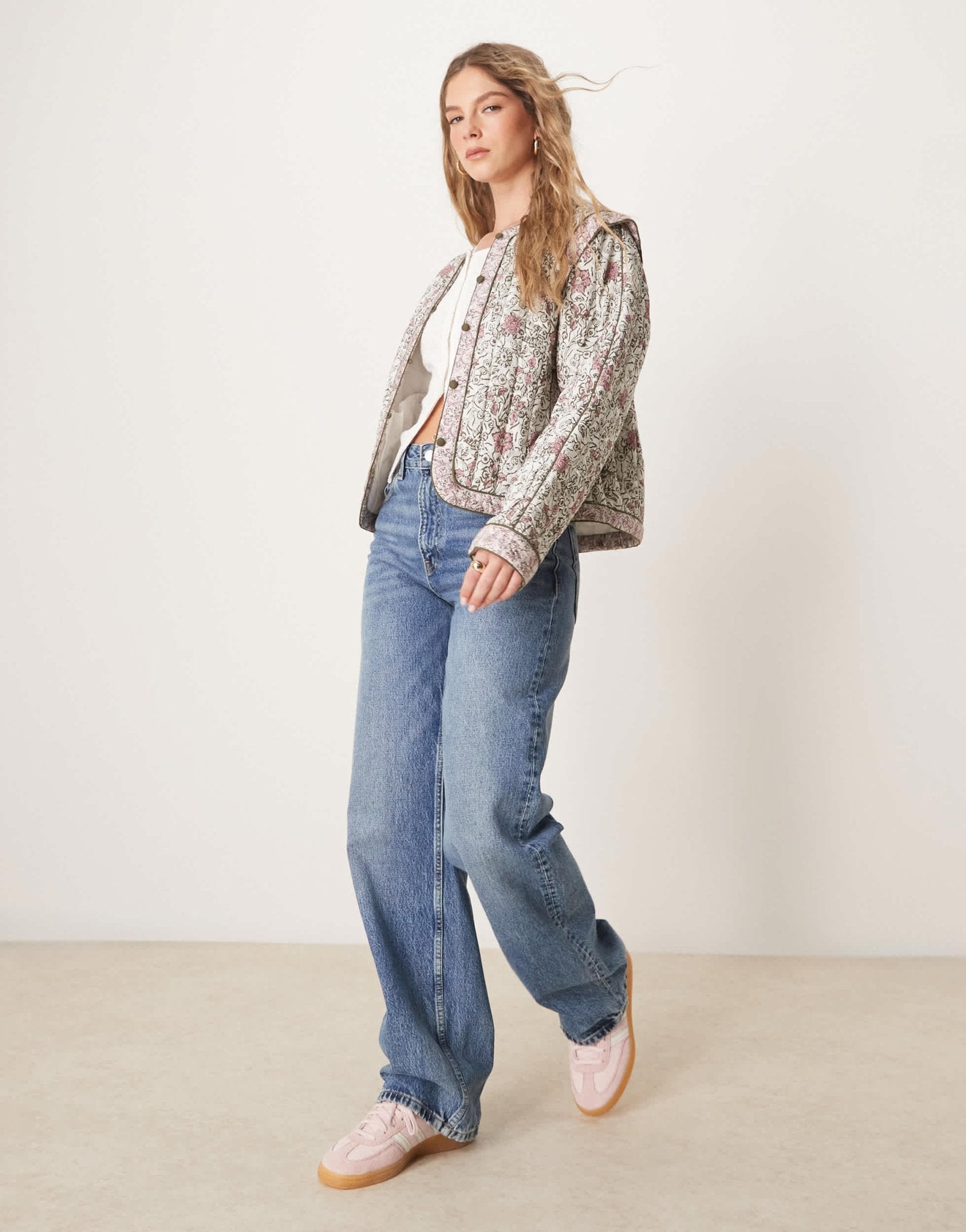 YAS soft quilted jacket in cream and pink floral print - ASOS Sample Sale EU Store