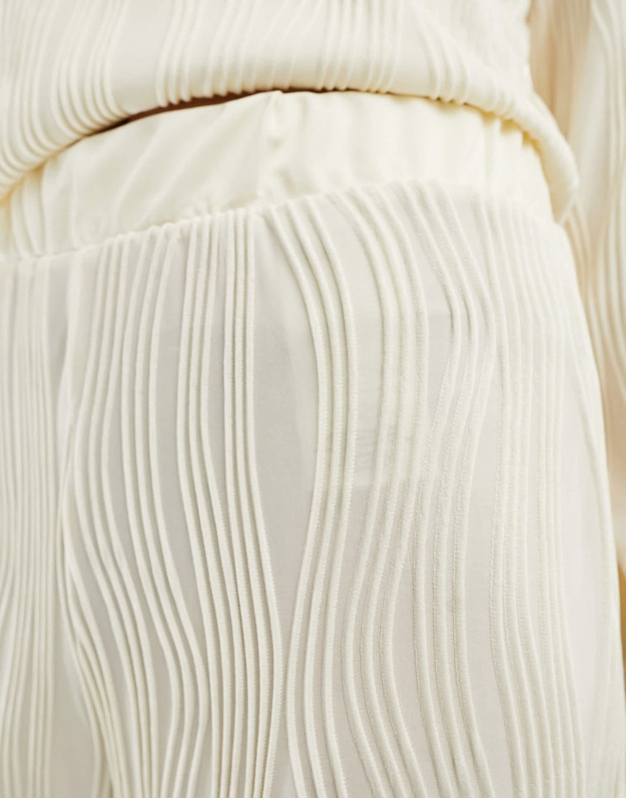 Y.A.S textured high waisted trousers co - ord in cream - ASOS Sample Sale EU Store