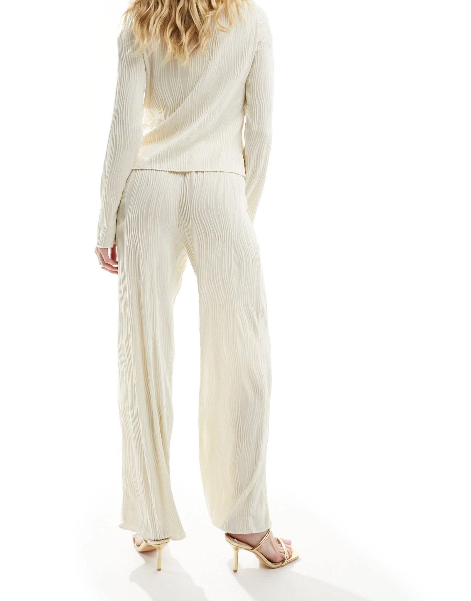 Y.A.S textured high waisted trousers co - ord in cream - ASOS Sample Sale EU Store