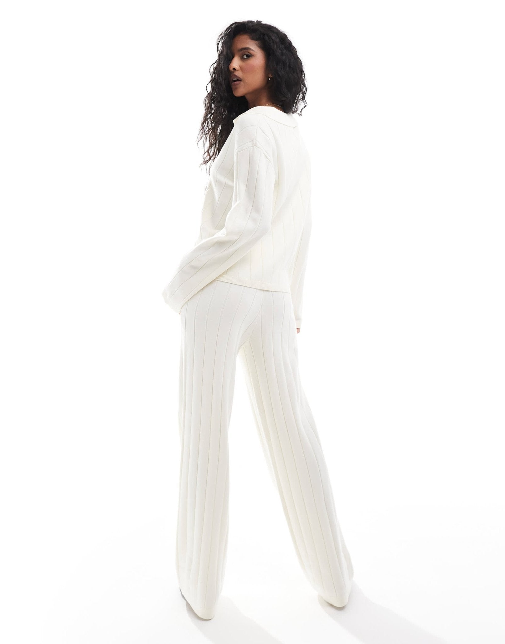 YAS wide rib knitted trouser co - ord in cream - CREAM - ASOS Sample Sale EU Store