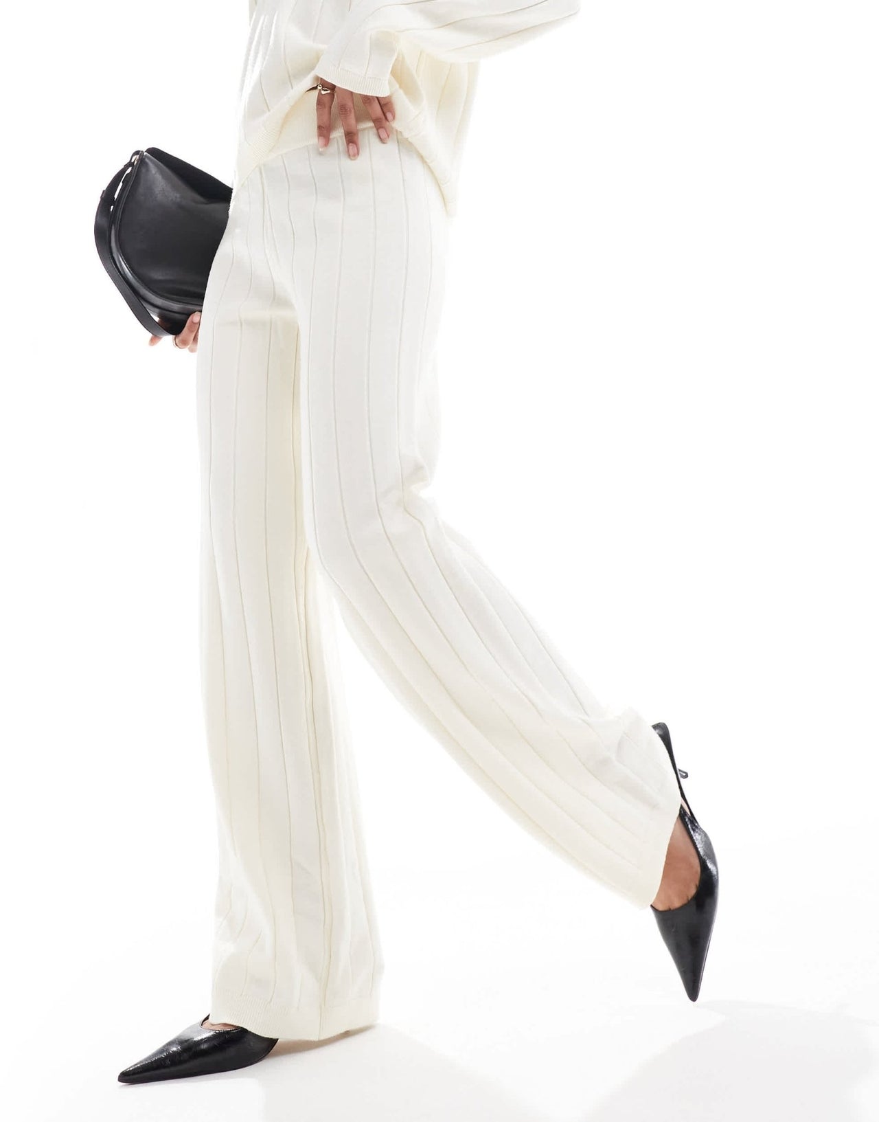 YAS wide rib knitted trouser co - ord in cream - CREAM - ASOS Sample Sale EU Store