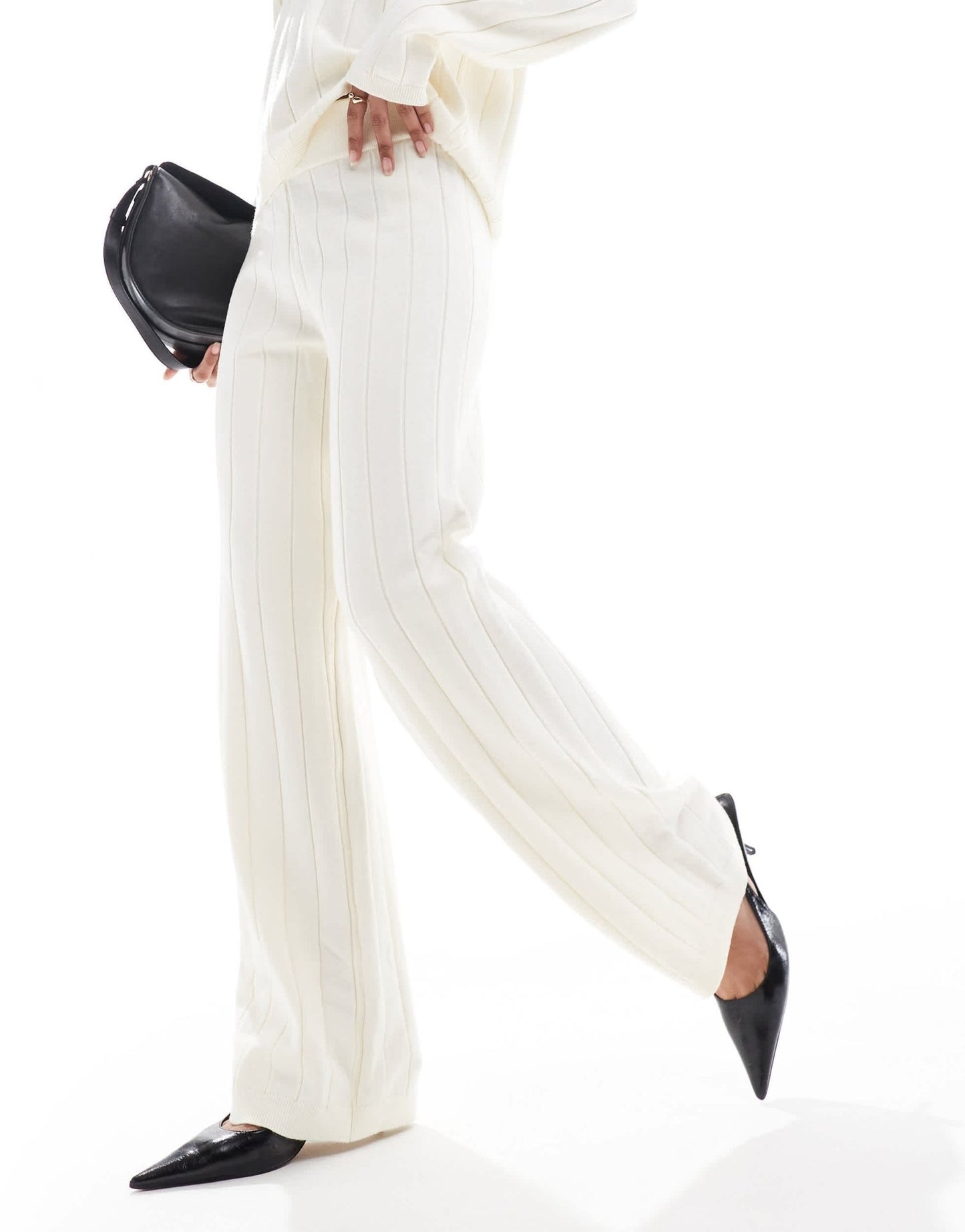 YAS wide rib knitted trouser co - ord in cream - CREAM - ASOS Sample Sale EU Store