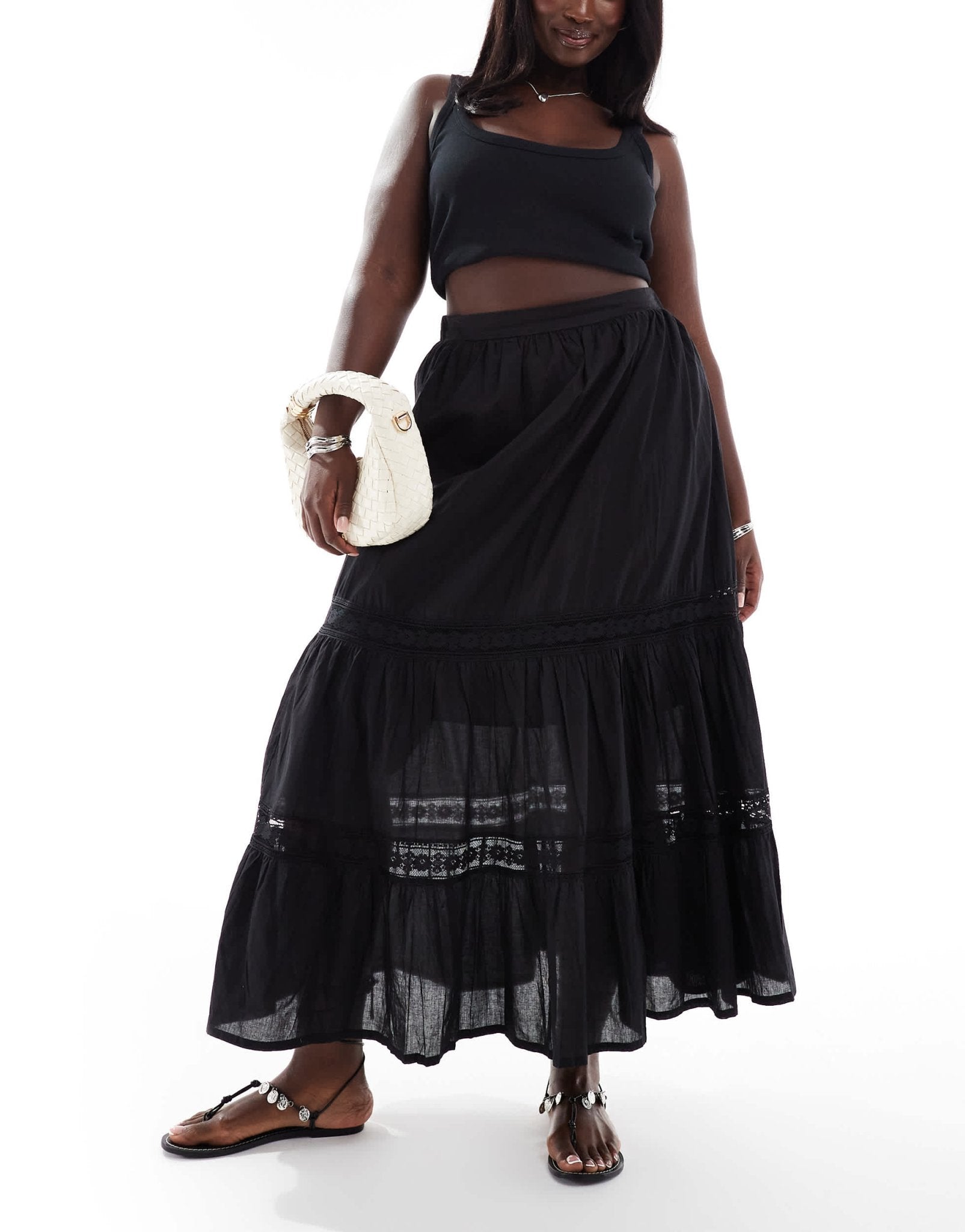 Yours tiered maxi skirt in black - ASOS Sample Sale EU Store