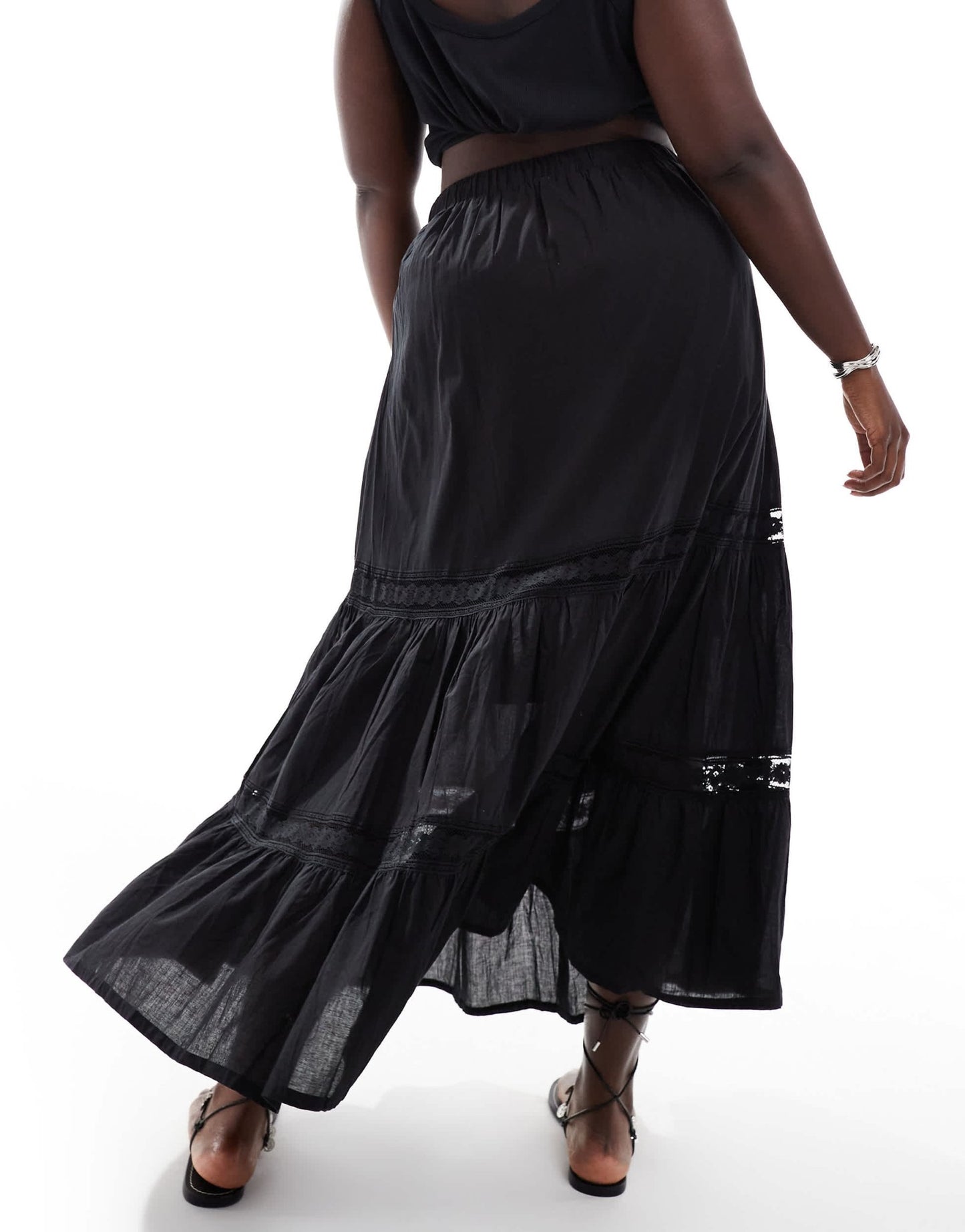 Yours tiered maxi skirt in black - ASOS Sample Sale EU Store